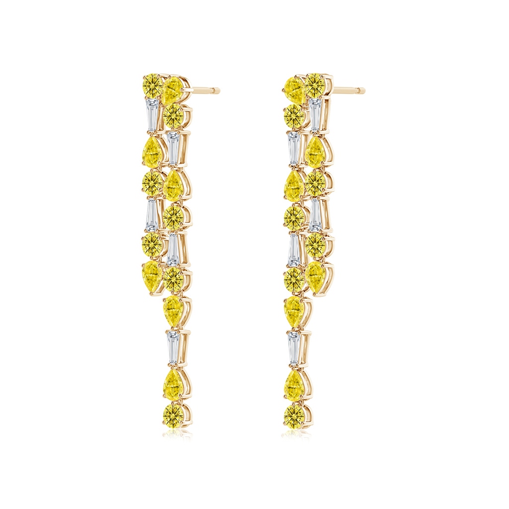 4x3mm Labgrown Aurora Multi-Shape Lab-Grown Fancy Intense Yellow and White Diamond Elongated Dangle Earrings in 18K Yellow Gold