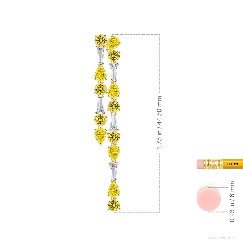 4x3mm Labgrown Aurora Multi-Shape Lab-Grown Fancy Intense Yellow and White Diamond Elongated Dangle Earrings in 18K Yellow Gold ruler