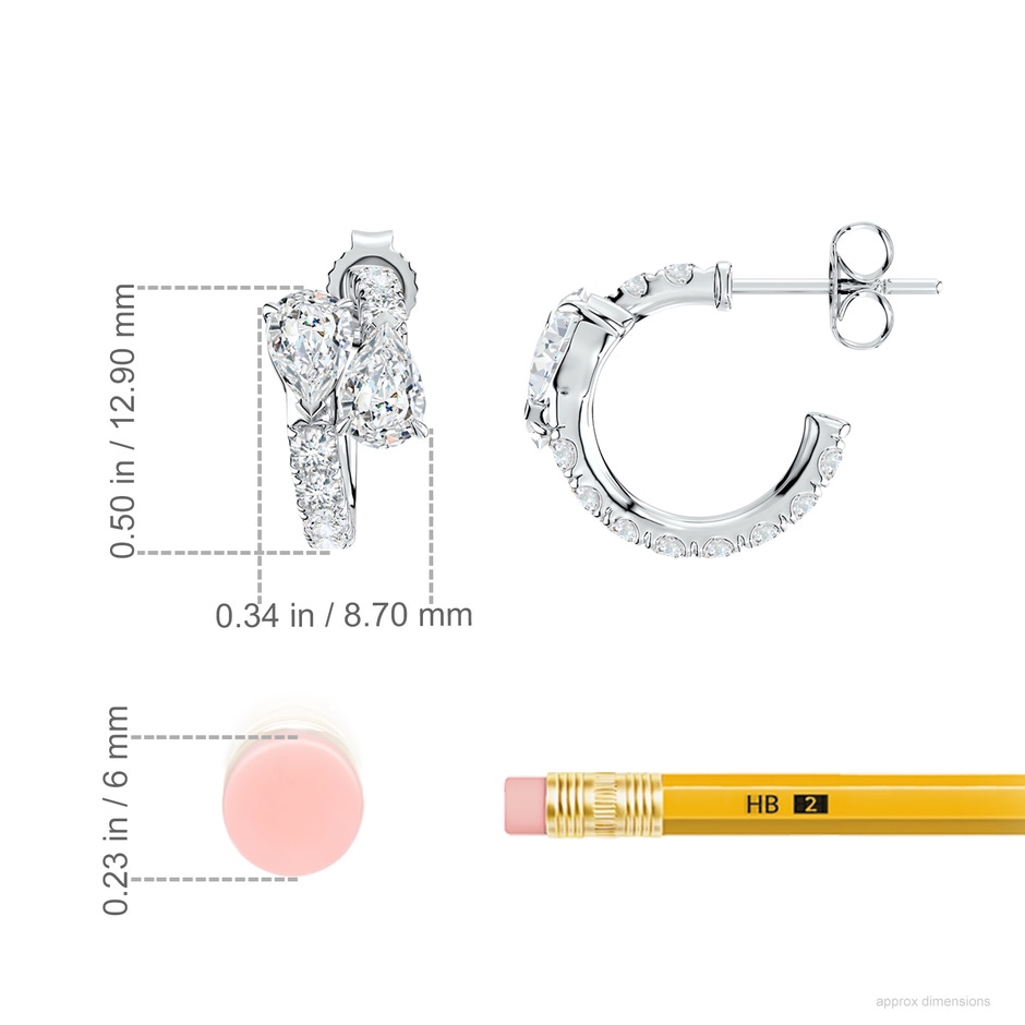 6x4mm FGVS Two-Stone Pear Lab-Grown Diamond Bypass Hoop Earrings in White Gold ruler