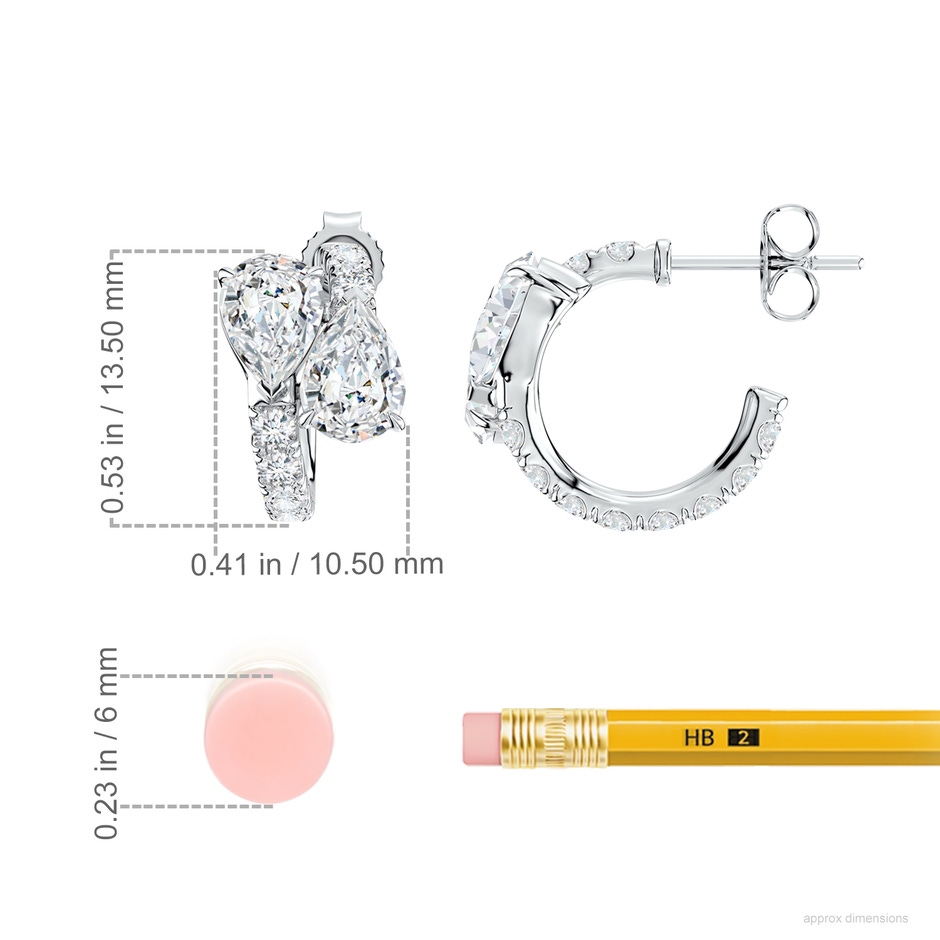 7x5mm FGVS Two-Stone Pear Lab-Grown Diamond Bypass Hoop Earrings in White Gold ruler