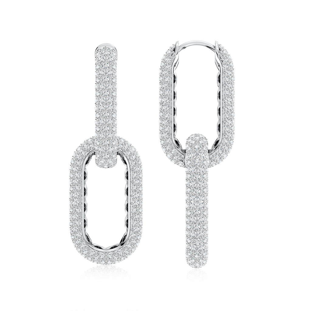 1.2mm FGVS Pave-Set Lab-Grown Diamond Chain Link Dangle Earrings in White Gold