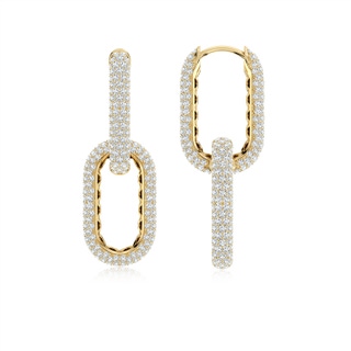 1mm FGVS Pave-Set Lab-Grown Diamond Chain Link Dangle Earrings in 9K Yellow Gold