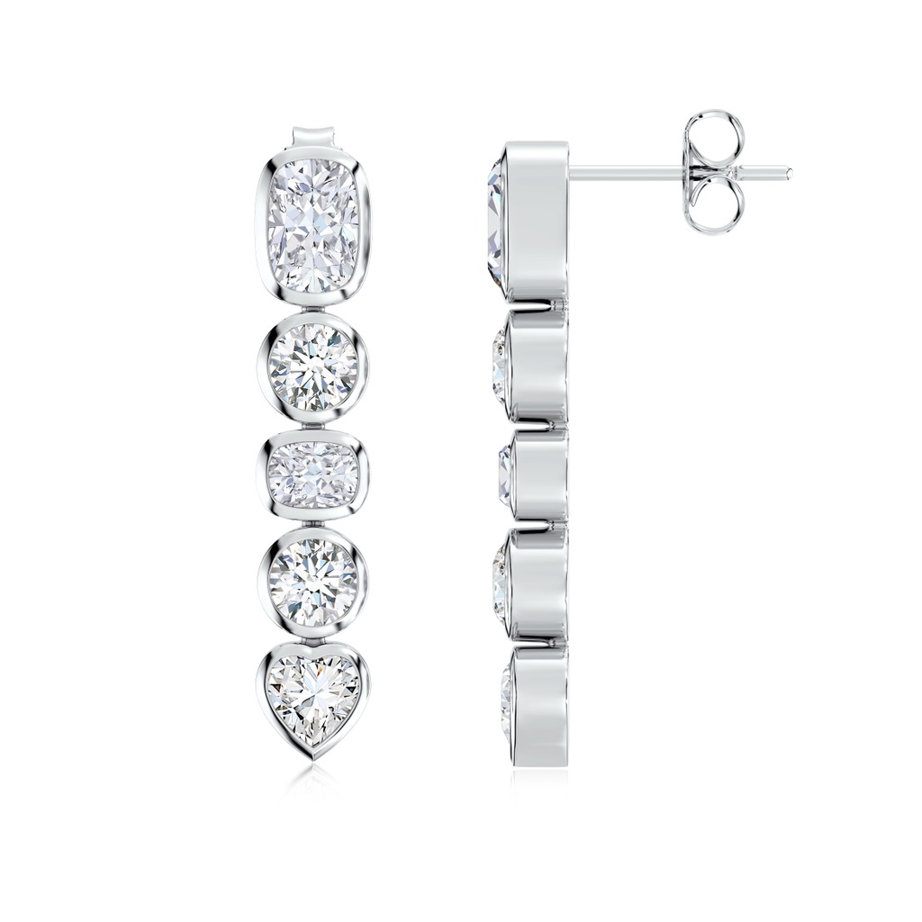 6x4mm FGVS Bezel-Set Multi-Shape Lab-Grown Diamond Dangle Earrings in White Gold