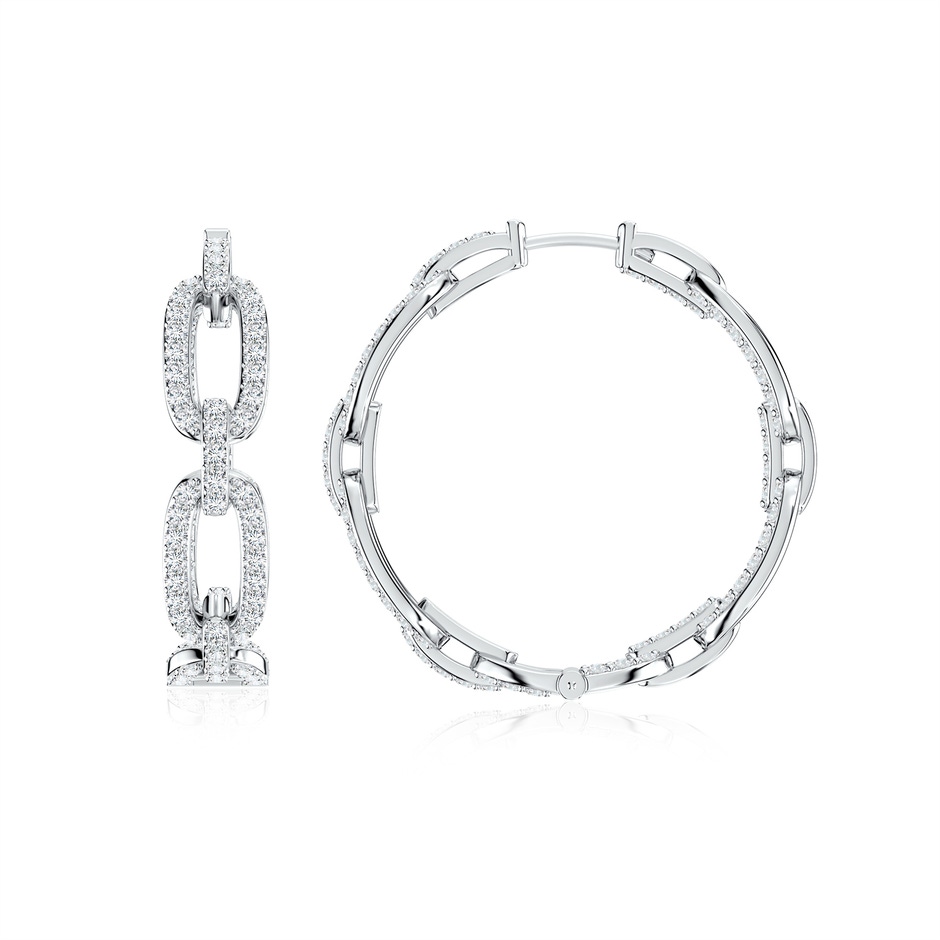 1.3mm FGVS Chain Link Lab-Grown Diamond Inside-Out Hoop Earrings in White Gold 