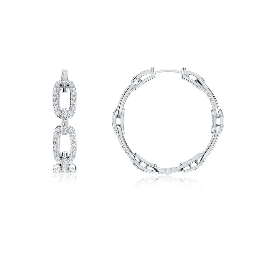 1mm FGVS Chain Link Lab-Grown Diamond Inside-Out Hoop Earrings in White Gold 