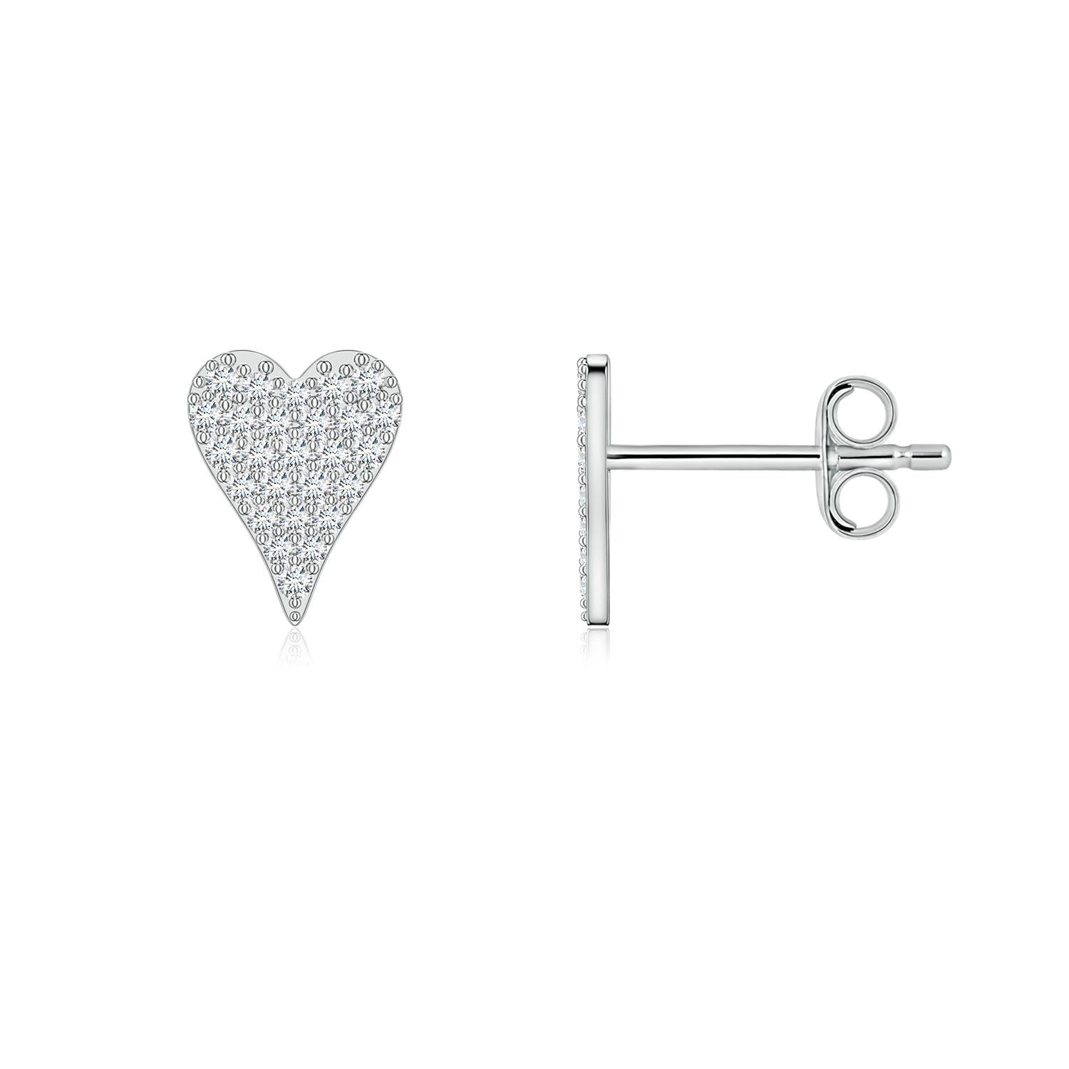 0.8mm FGVS Pavé Lab-Grown Diamond Elongated Heart Stud Earrings in White Gold
