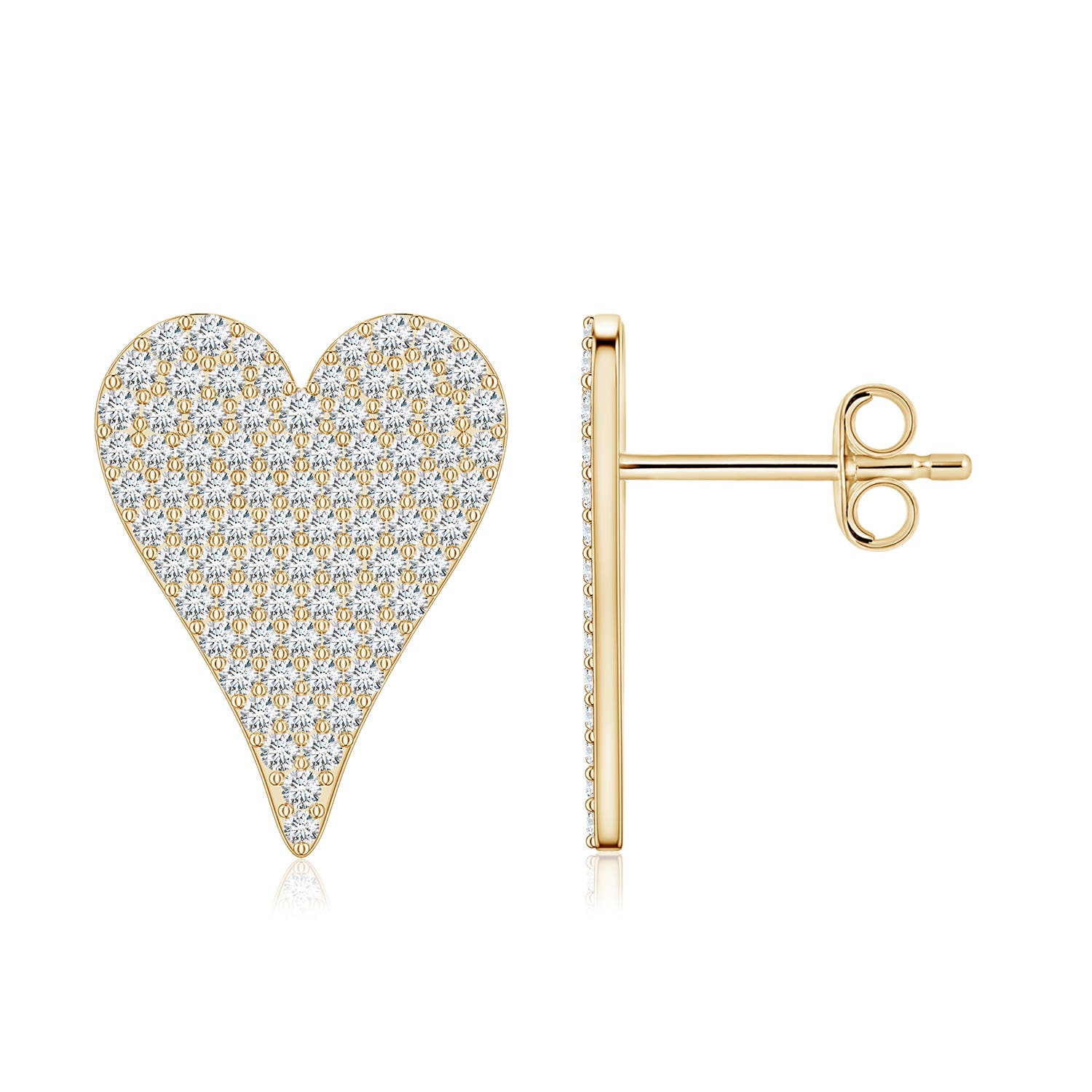 0.95mm FGVS Pavé Lab-Grown Diamond Elongated Heart Stud Earrings in 18CT Yellow Gold