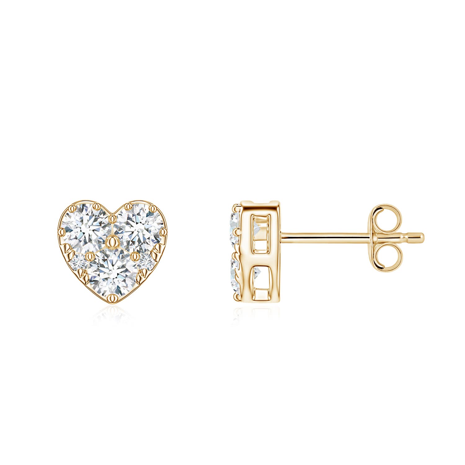 3.2mm FGVS Lab-Grown Diamond Heart Stud Earrings in 18K Yellow Gold
