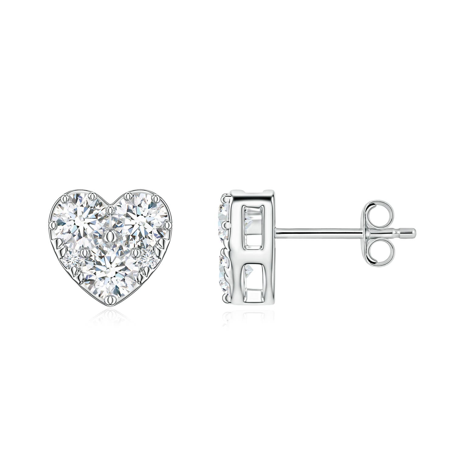 3.6mm FGVS Lab-Grown Diamond Heart Stud Earrings in White Gold