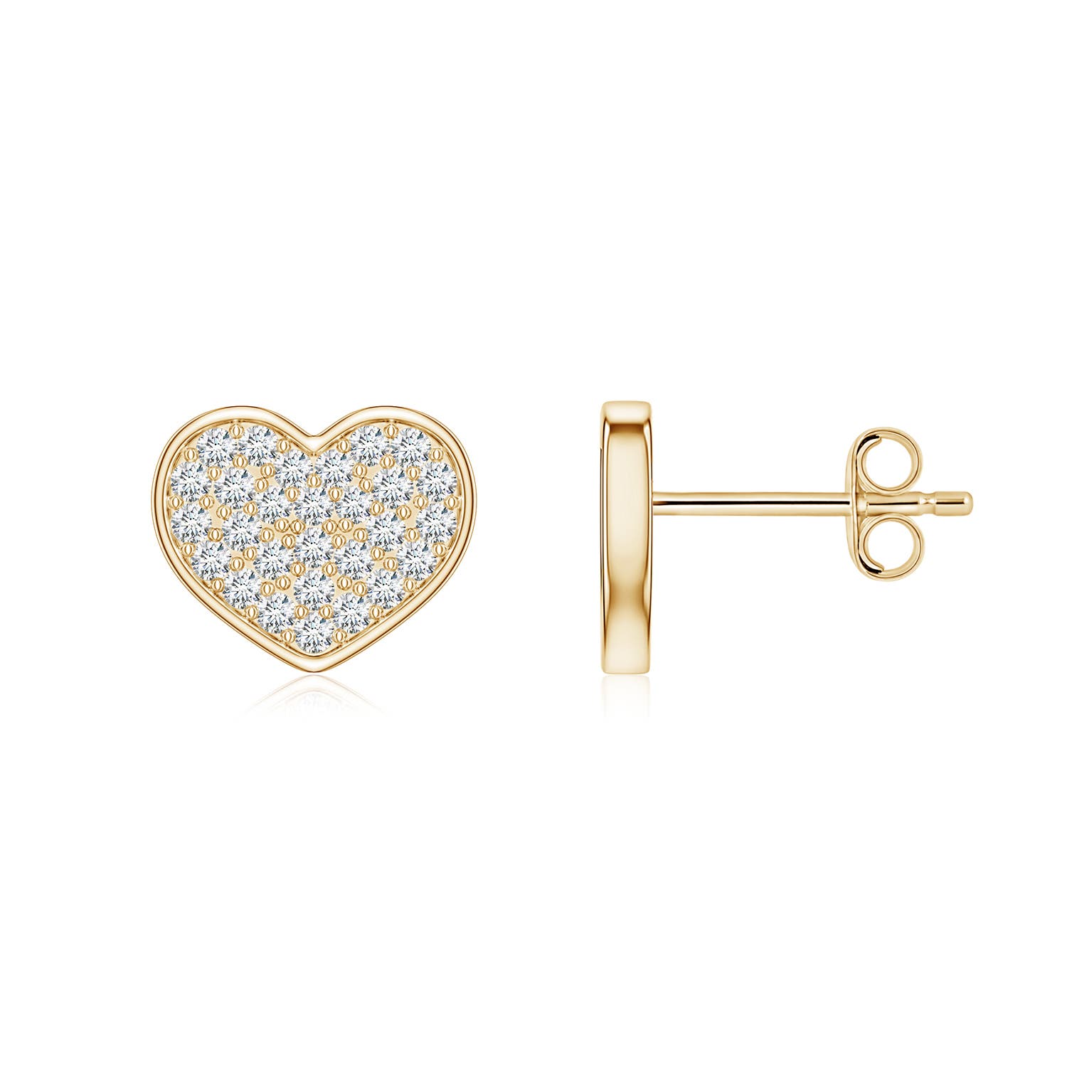 1.1mm FGVS Pavé Lab-Grown Diamond Heart Stud Earrings in 18K Yellow Gold