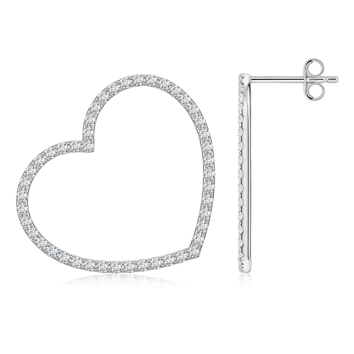 1.2mm FGVS U-Pavé Lab-Grown Diamond Tilted Open Heart Stud Earrings in P950 Platinum