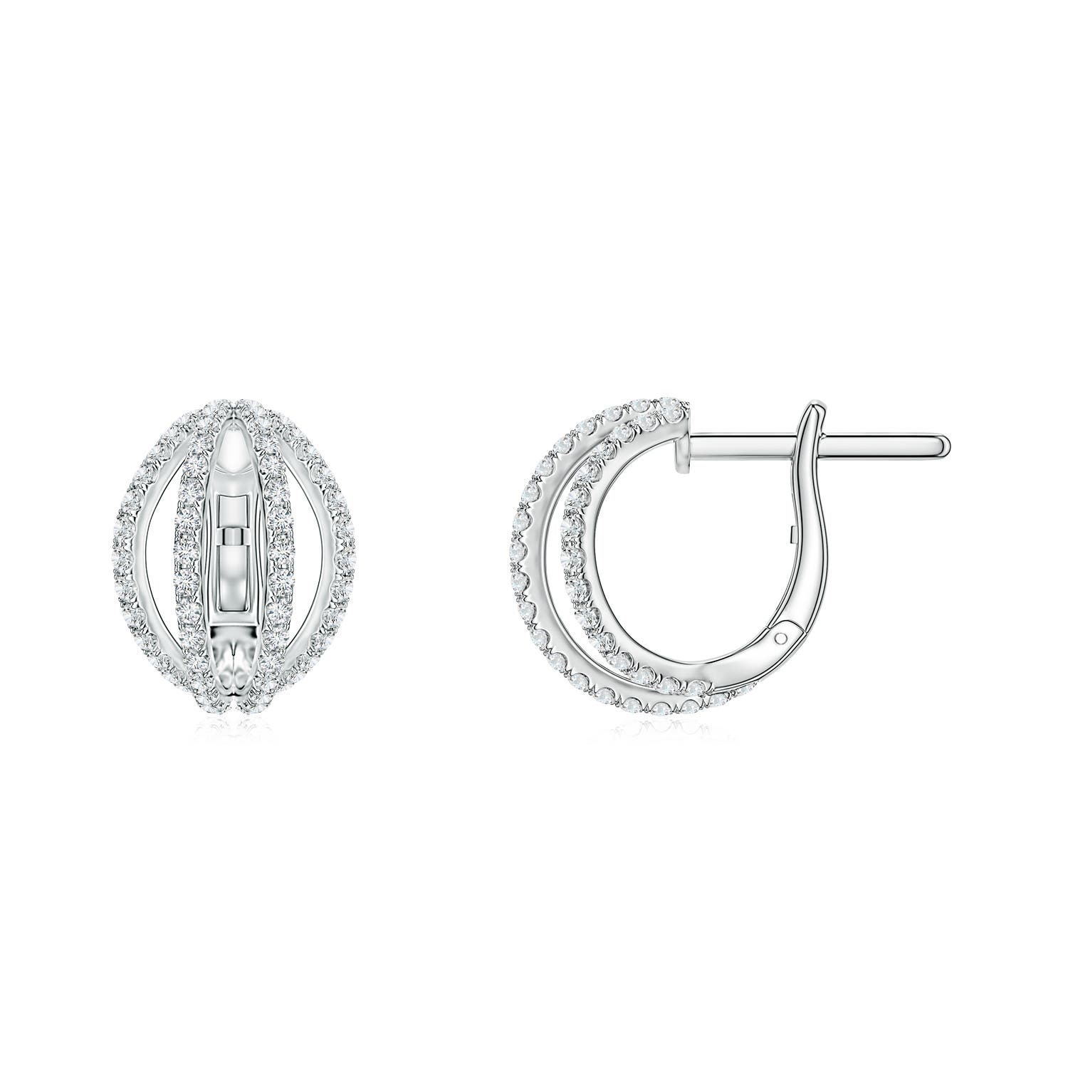 0.9mm FGVS U-Pavé Lab-Grown Diamond Multi-Row Hoop Earrings in 18K White Gold