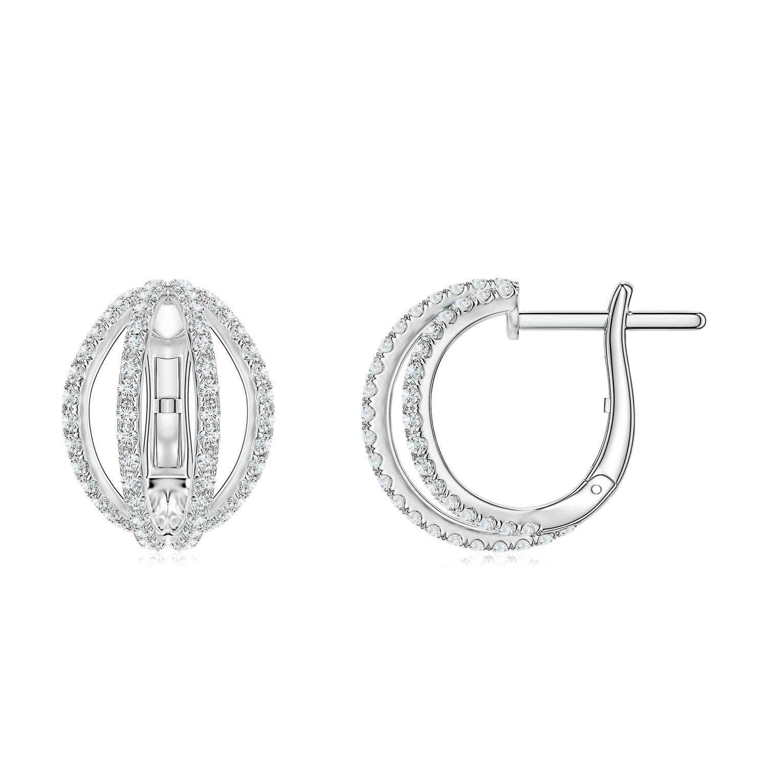 1mm FGVS U-Pavé Lab-Grown Diamond Multi-Row Hoop Earrings in White Gold