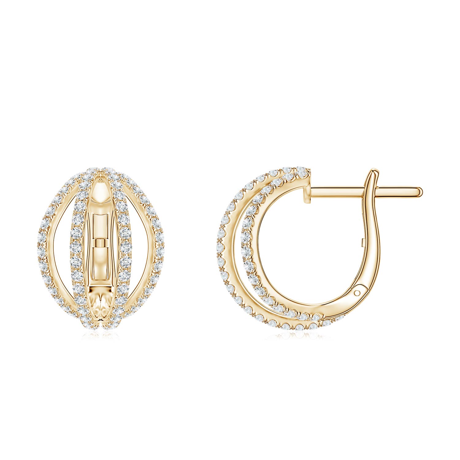 1mm FGVS U-Pavé Lab-Grown Diamond Multi-Row Hoop Earrings in Yellow Gold