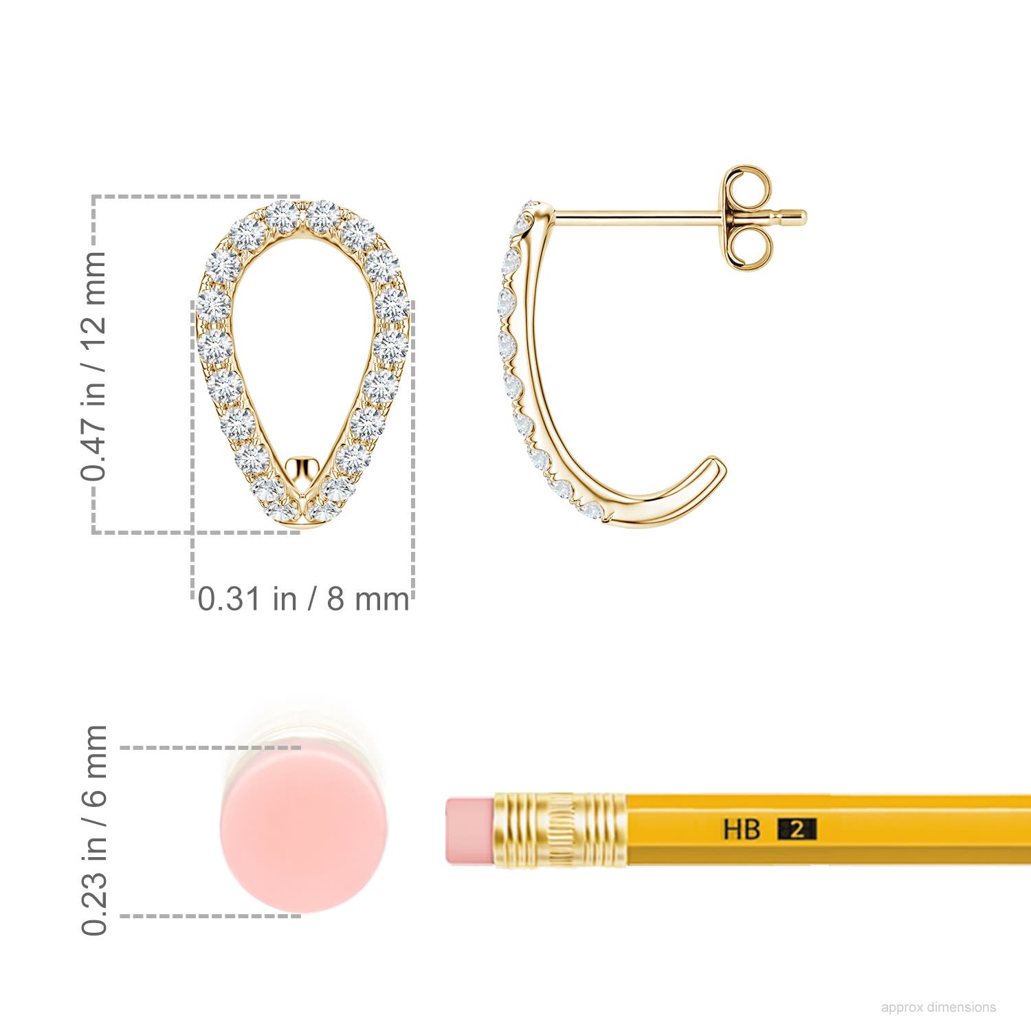 1.2mm FGVS LSE2343D-YG-FGVS-1.2 in Yellow Gold - ruler