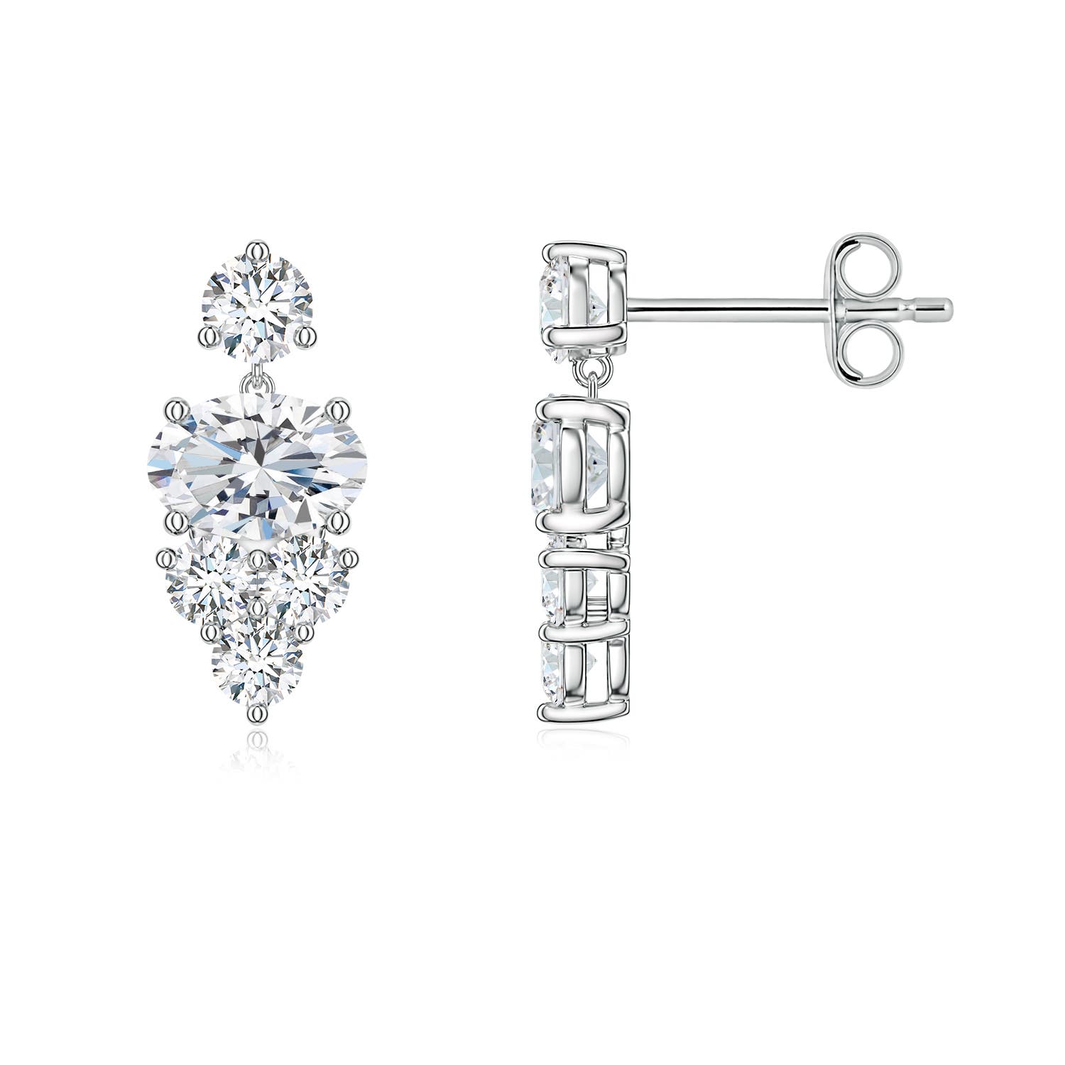 6x4mm FGVS East-West Oval Lab-Grown Diamond Trio Cluster Drop Earrings in White Gold