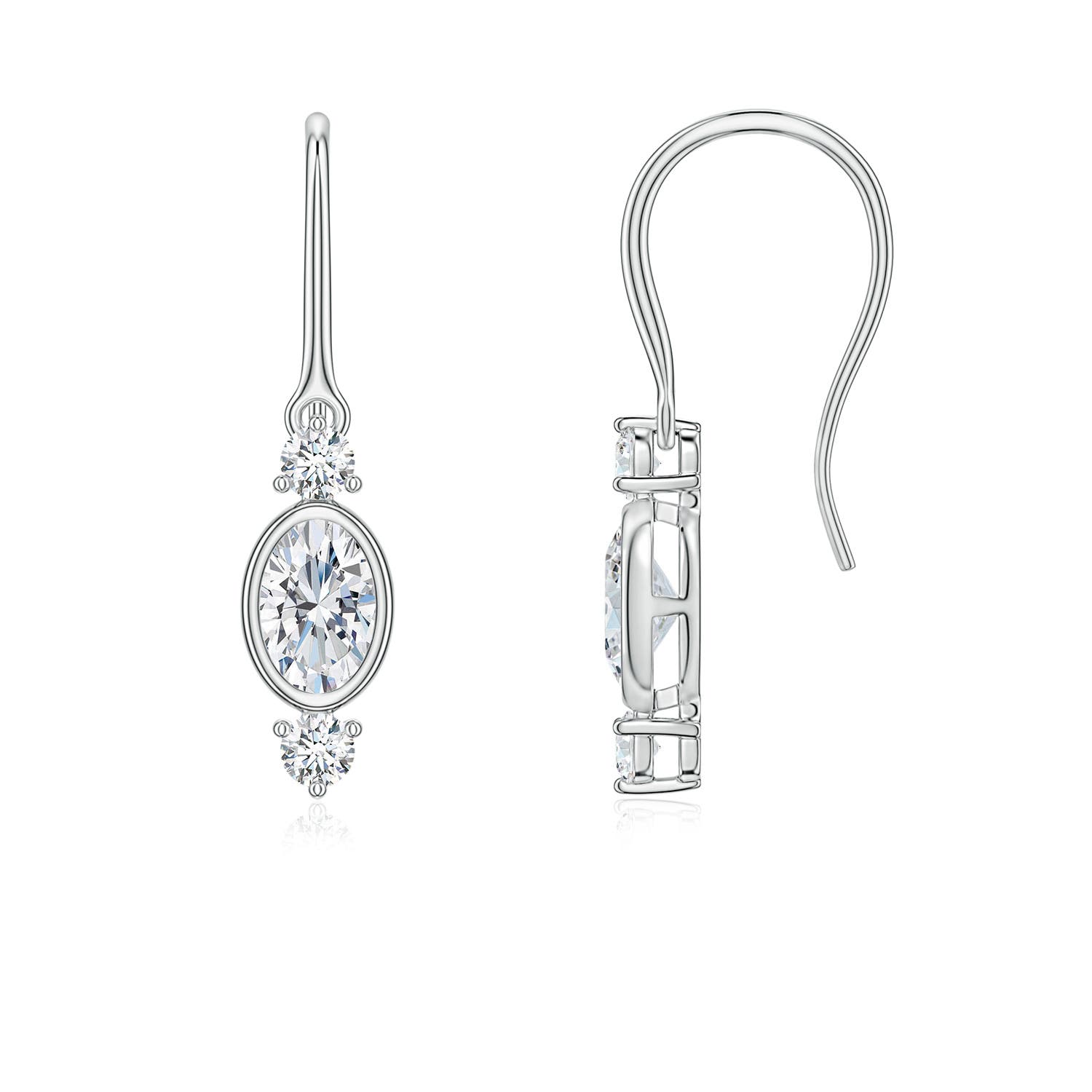 6x4mm FGVS Oval Lab-Grown Diamond Drop Earrings with Accents in White Gold