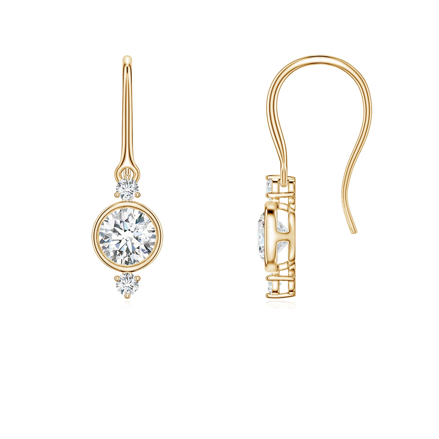 5mm FGVS Round Lab-Grown Diamond Drop Earrings with Accents in Yellow Gold