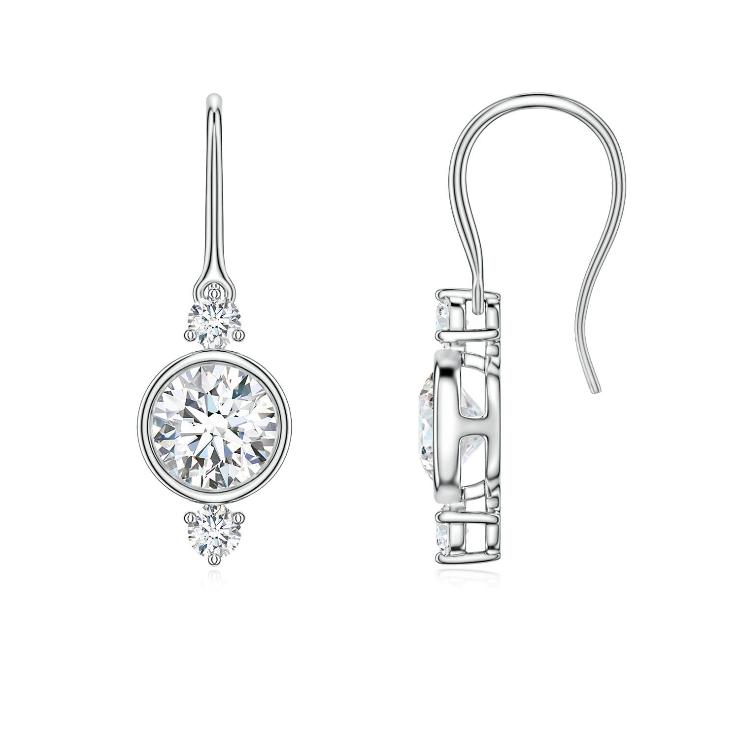 6.5mm FGVS Round Lab-Grown Diamond Drop Earrings with Accents in 18K White Gold