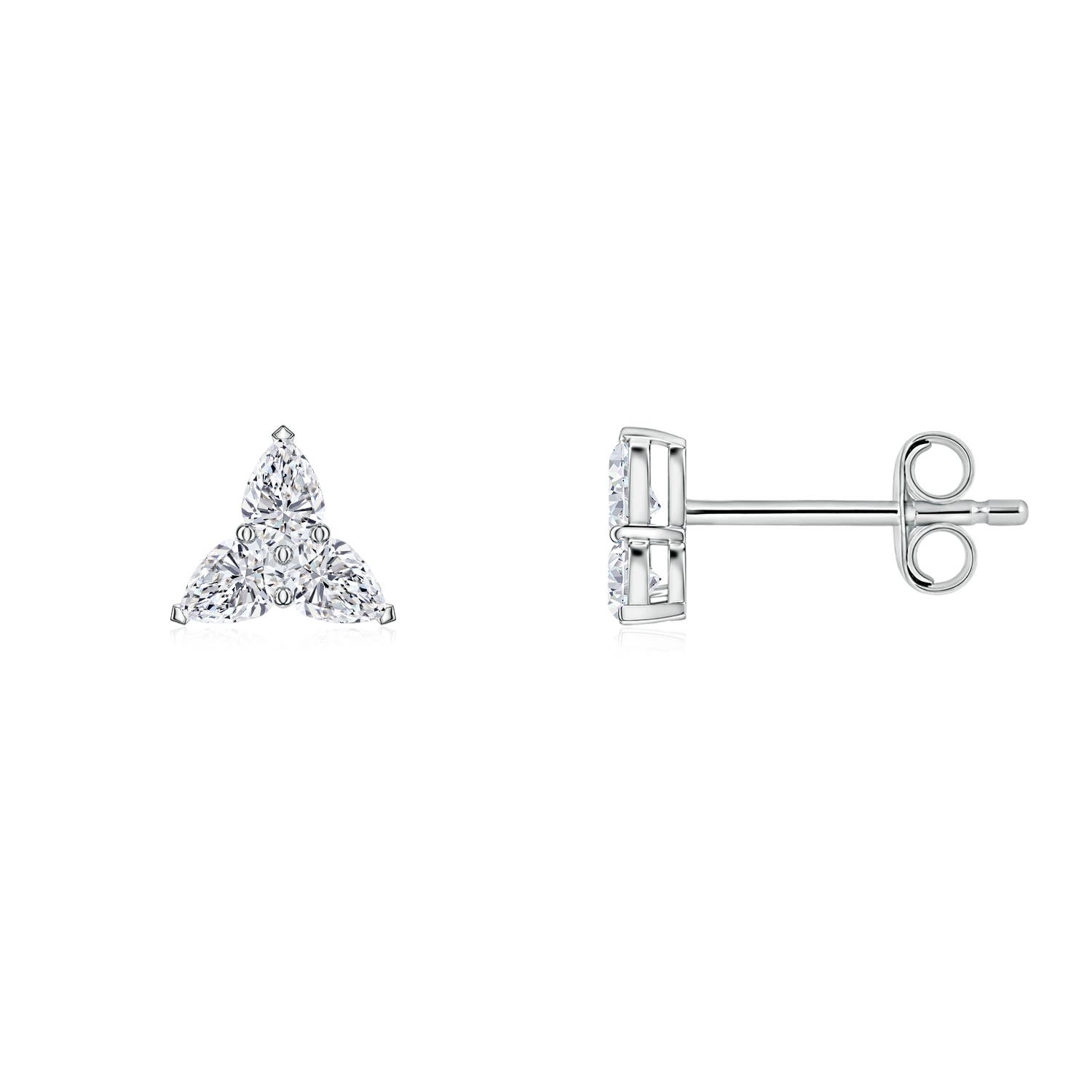 3x2mm FGVS Pear Lab-Grown Diamond Trillium Petal Stud Earrings in White Gold