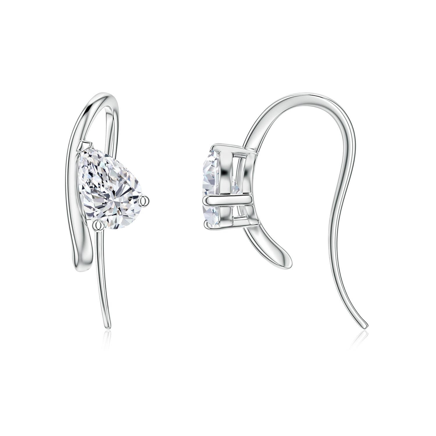 6x4mm FGVS Tilted Off-Set Pear Lab-Grown Diamond Solitaire Earrings in White Gold