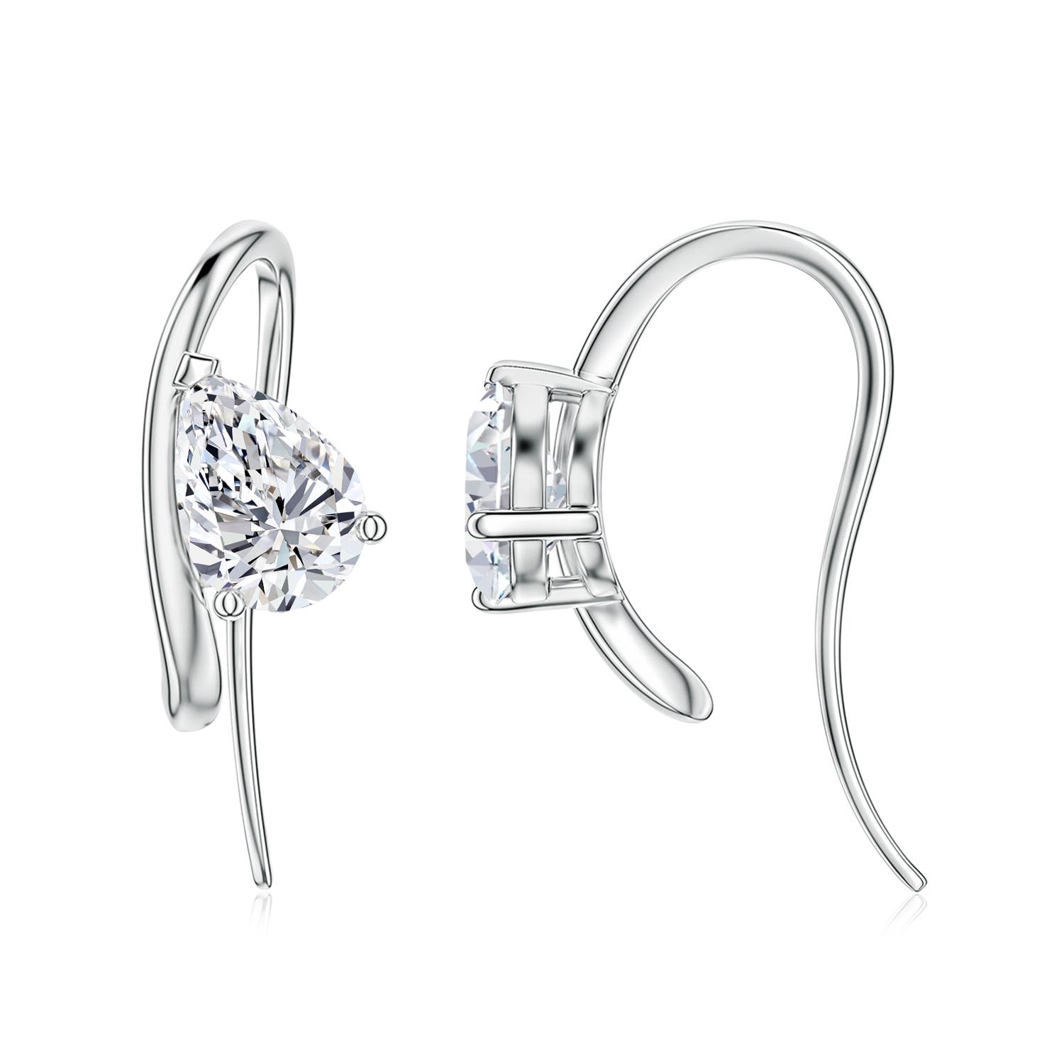 7x5mm DEVVS Tilted Off-Set Pear Lab-Grown Diamond Solitaire Earrings in S999 Silver