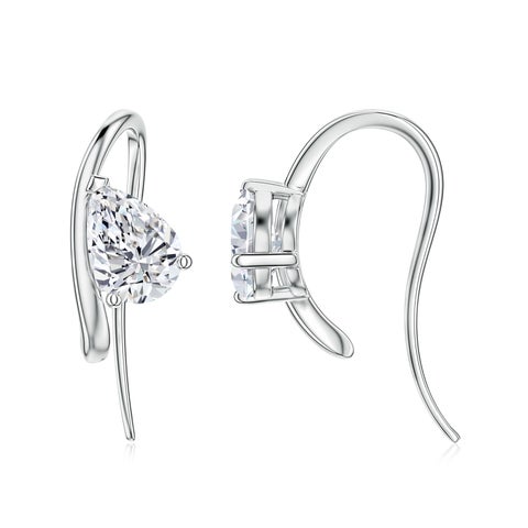 7x5mm DEVVS Tilted Off-Set Pear Lab-Grown Diamond Solitaire Earrings in S999 Silver