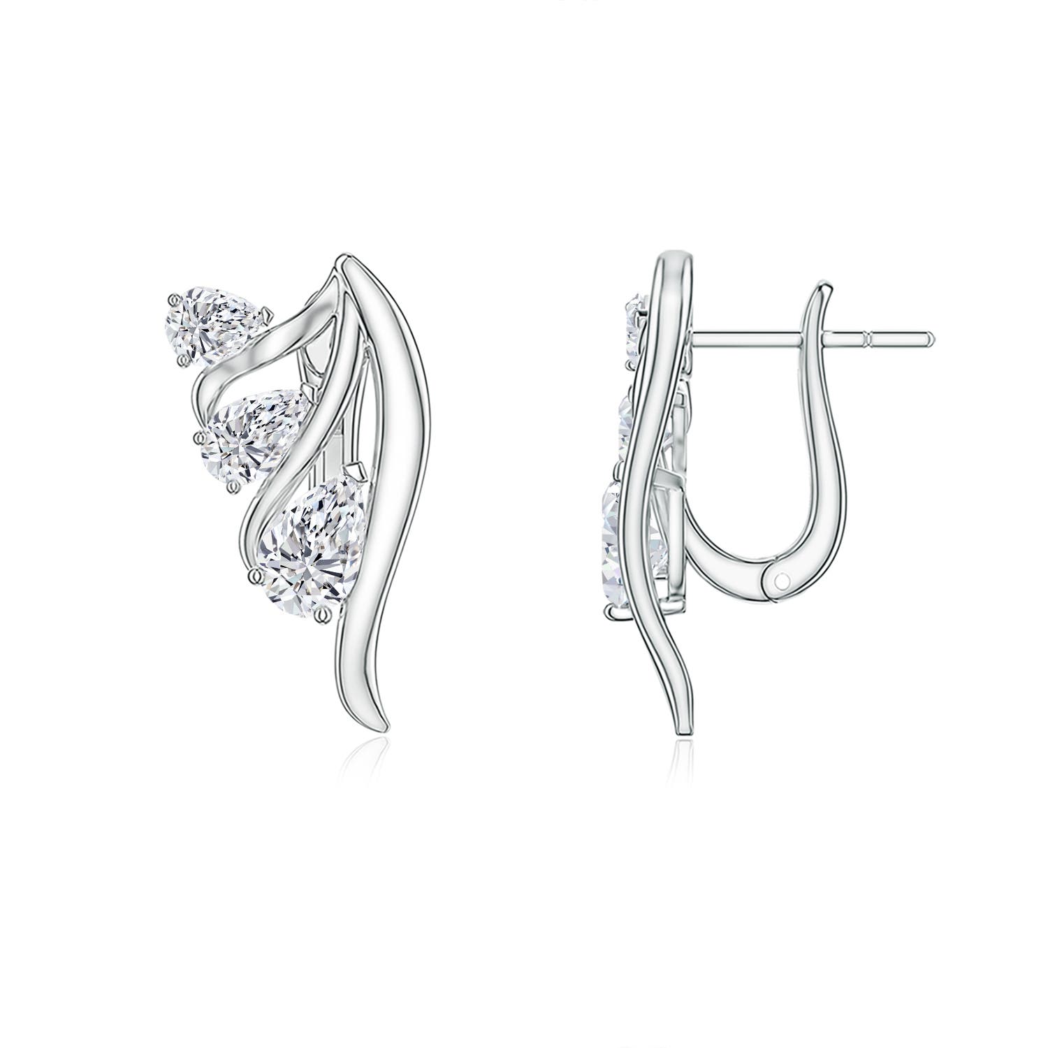 6x4mm FGVS Three Graduated Pear Lab-Grown Diamond Fan Earrings in White Gold
