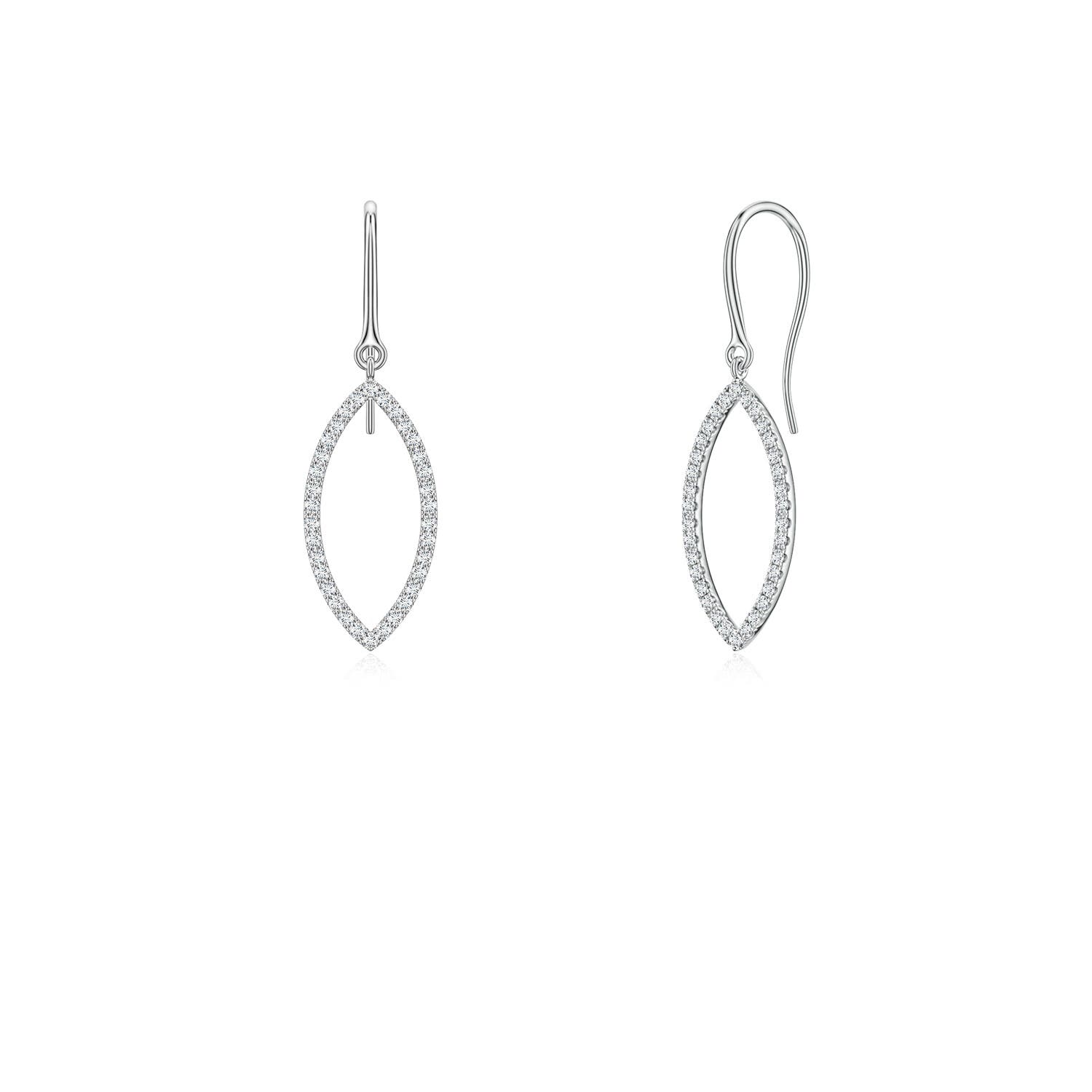 1mm FGVS U-Pavé Lab-Grown Diamond Marquise Drop Earrings in 18K White Gold