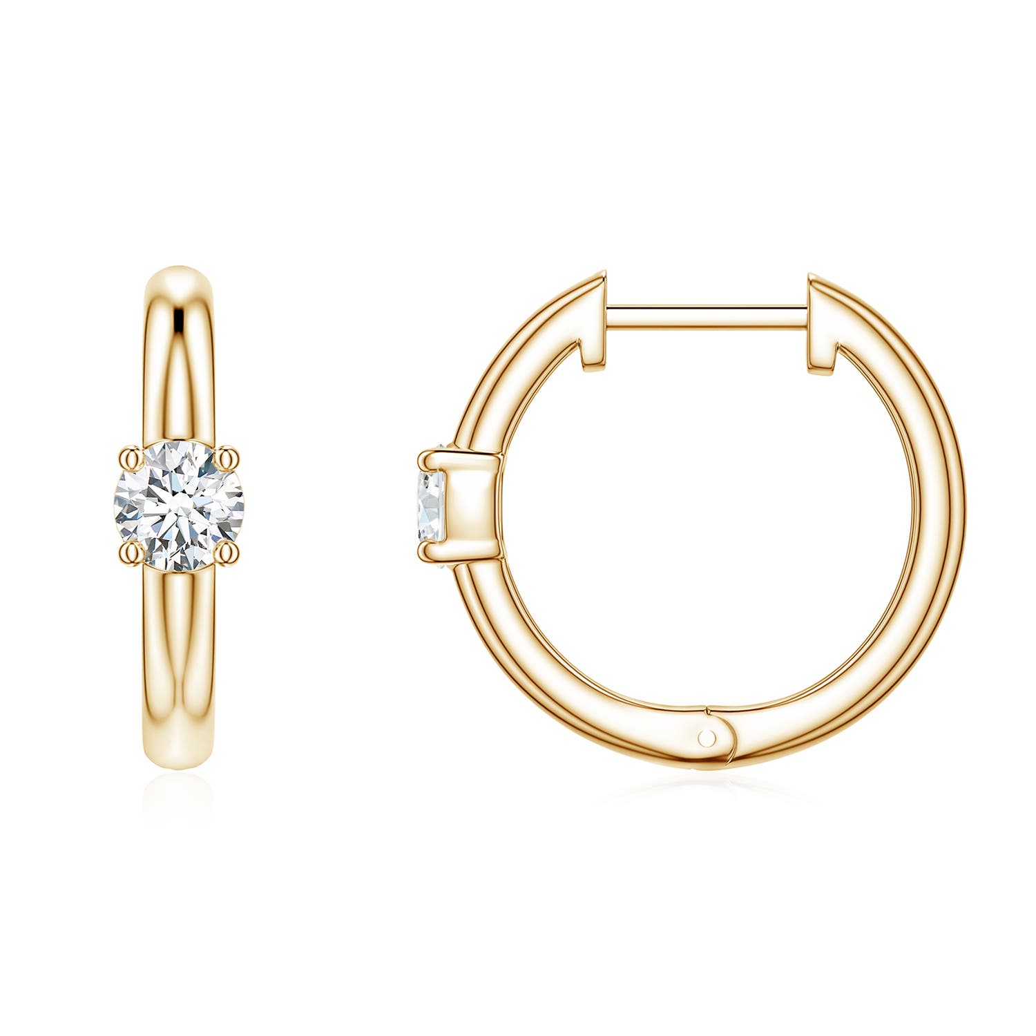 3mm FGVS Solitaire Round Lab-Grown Diamond Hoop Earrings in 18K Yellow Gold