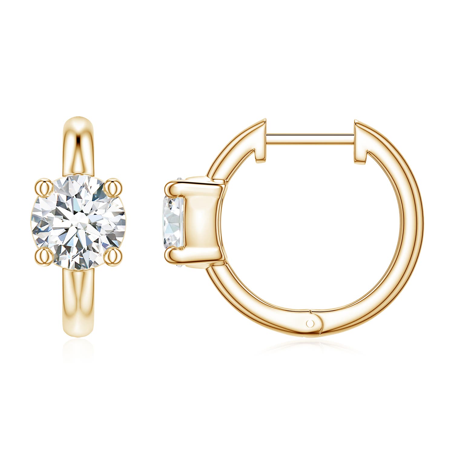 5mm FGVS Solitaire Round Lab-Grown Diamond Hoop Earrings in 18K Yellow Gold