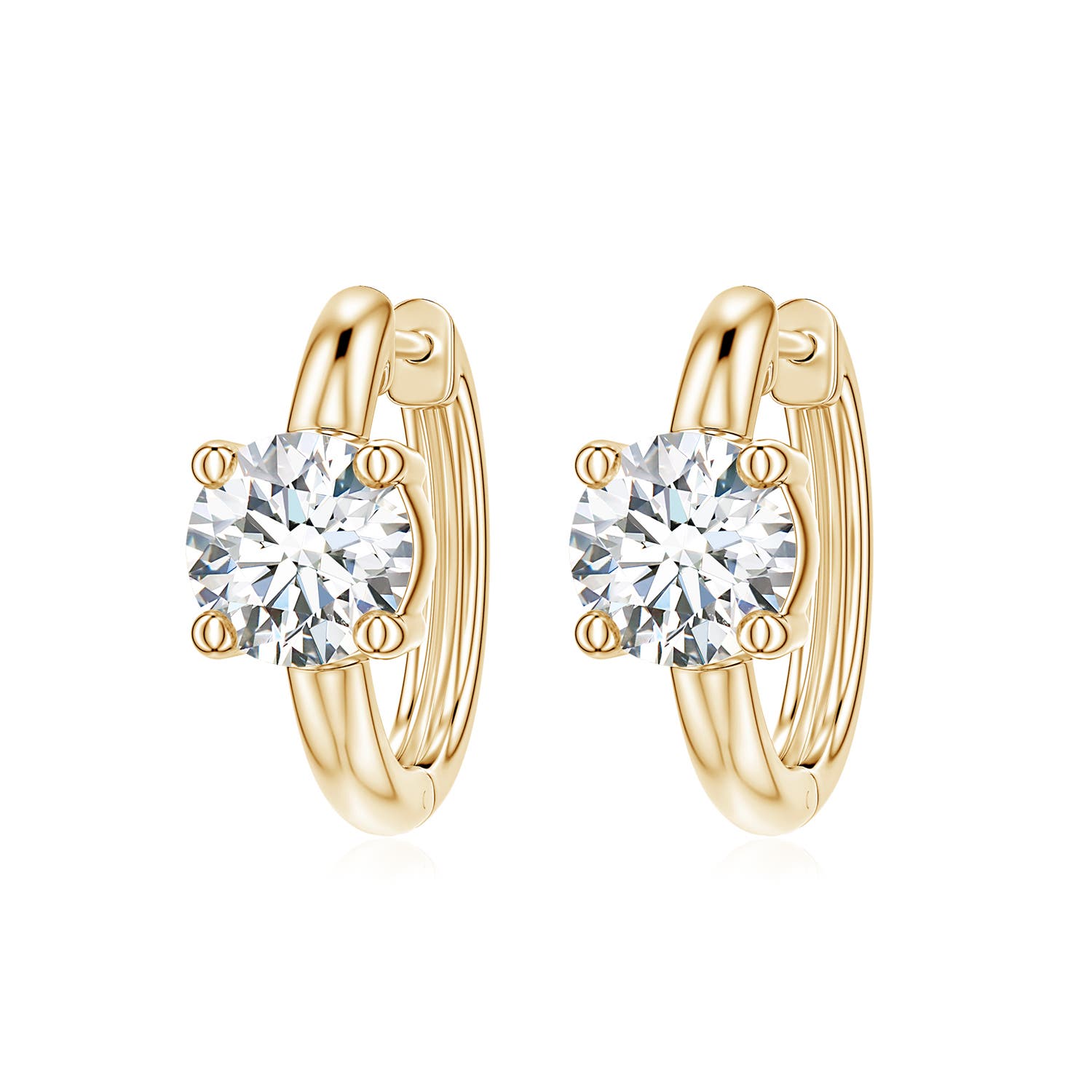 5mm FGVS Solitaire Round Lab-Grown Diamond Hoop Earrings in 18K Yellow Gold