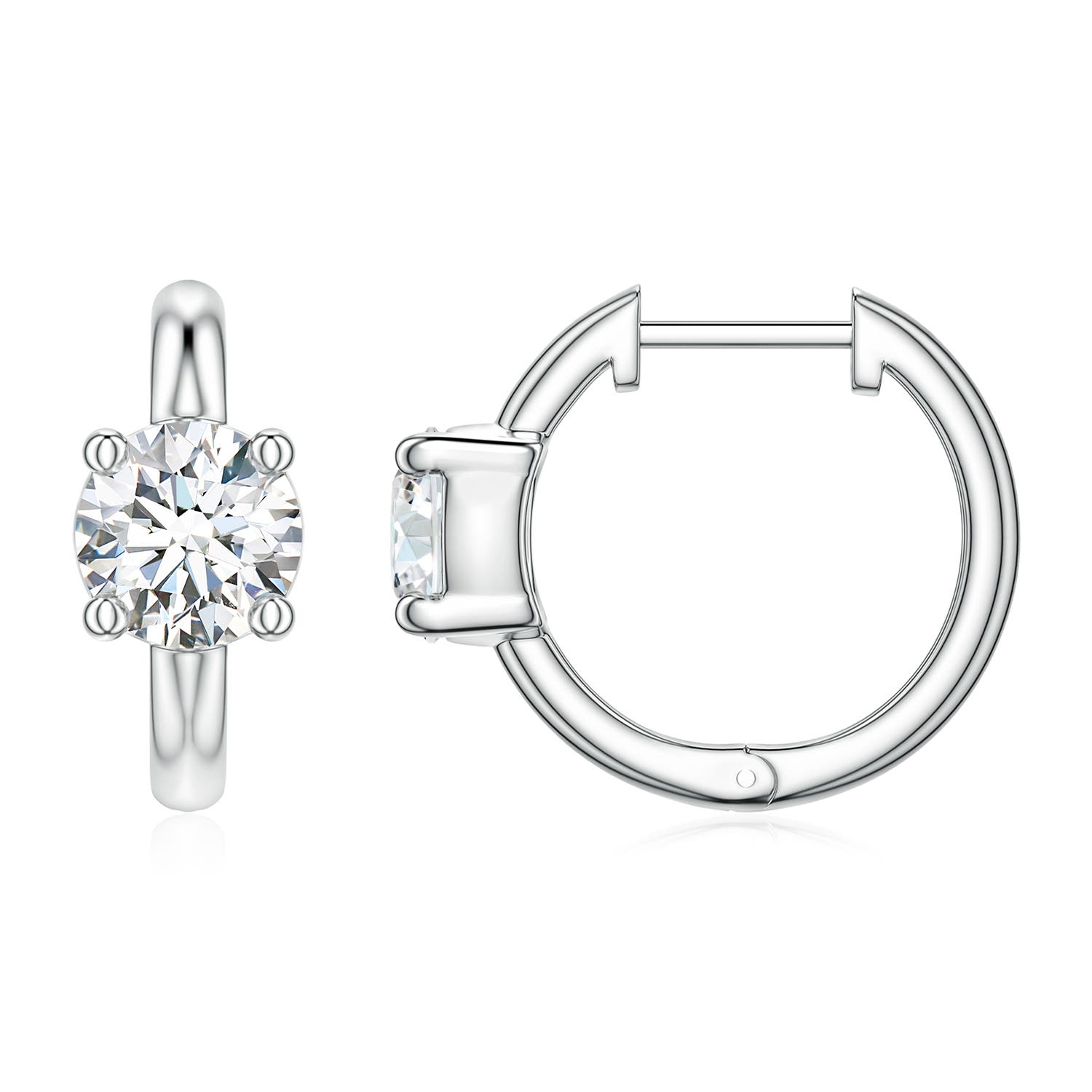 5mm FGVS Solitaire Round Lab-Grown Diamond Hoop Earrings in White Gold