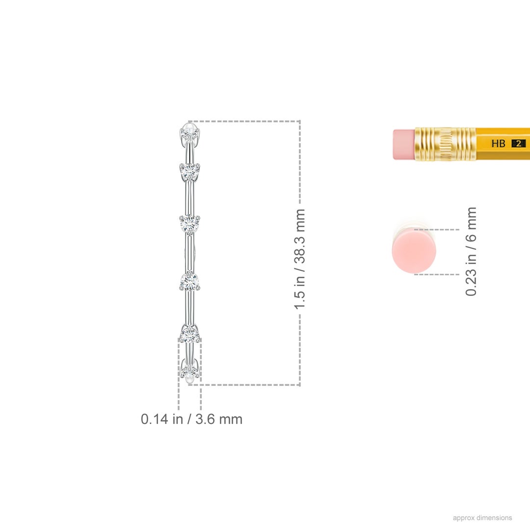 2.5mm FGVS Round Lab-Grown Diamond Six-Stone Station Hoop Earrings in White Gold - ruler