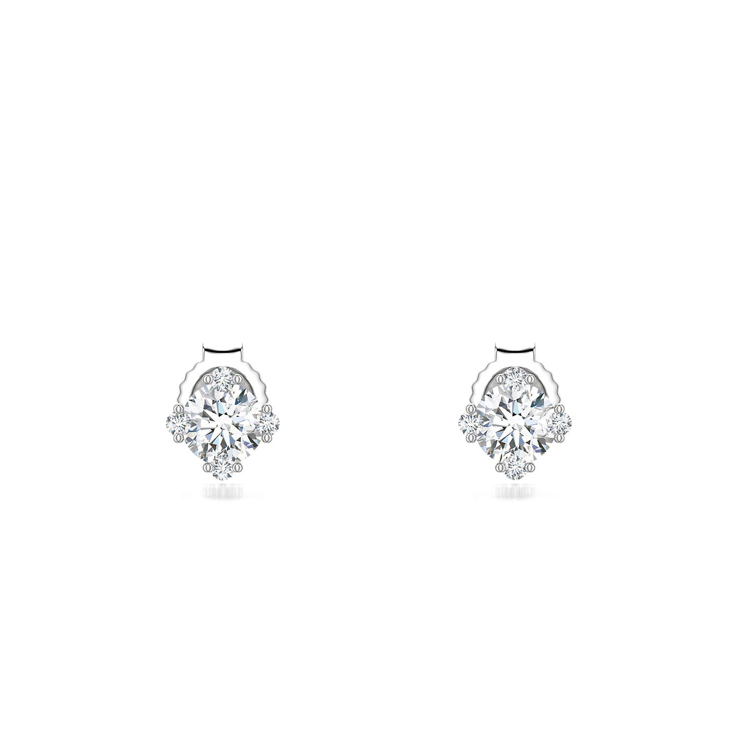 4mm FGVS Round Lab-Grown Diamond Stud Earrings with Accents in P950 Platinum