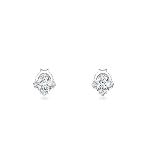 4mm FGVS Round Lab-Grown Diamond Stud Earrings with Accents in S999 Silver