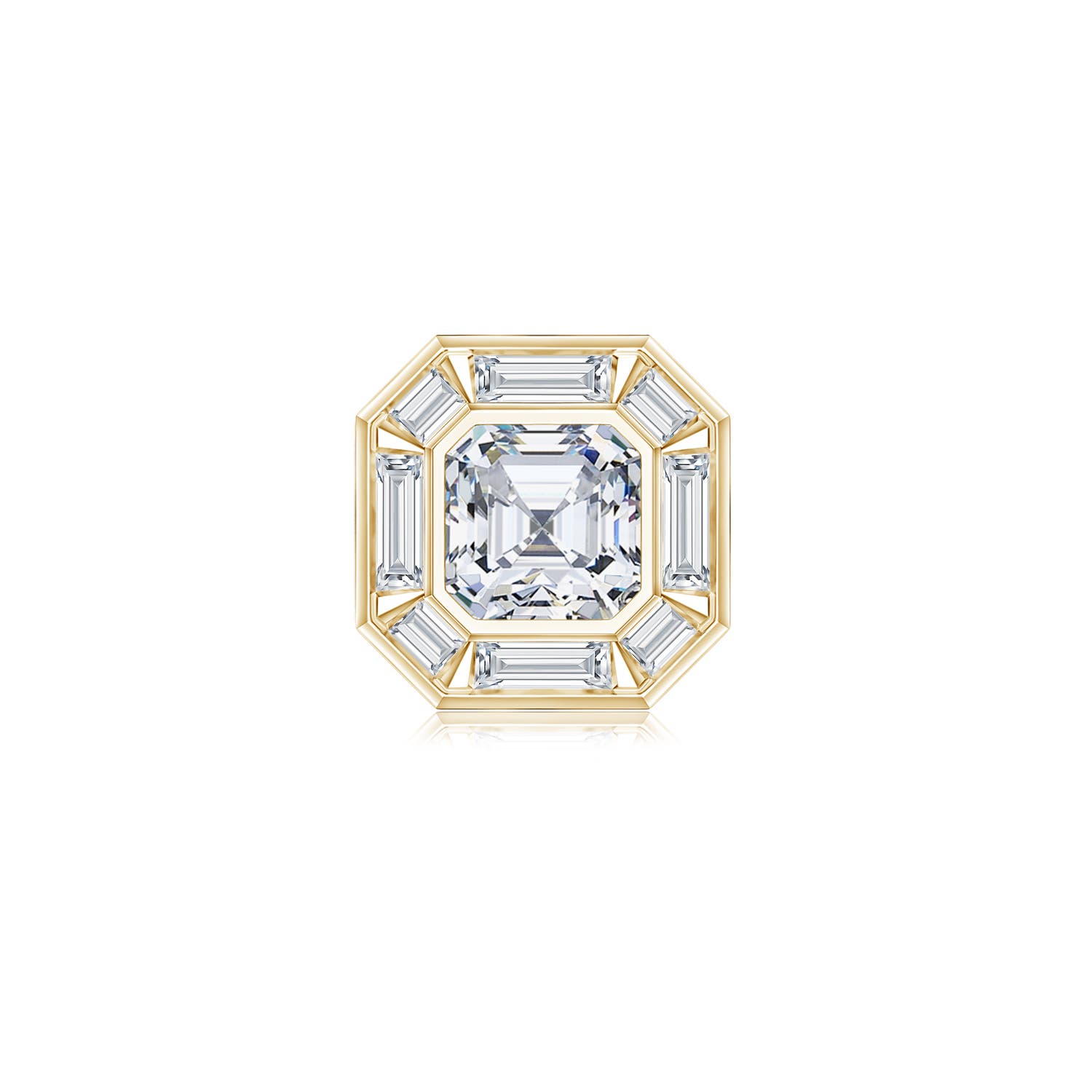6mm FGVS Asscher-Cut Lab-Grown Diamond Men's Stud Earring in Yellow Gold