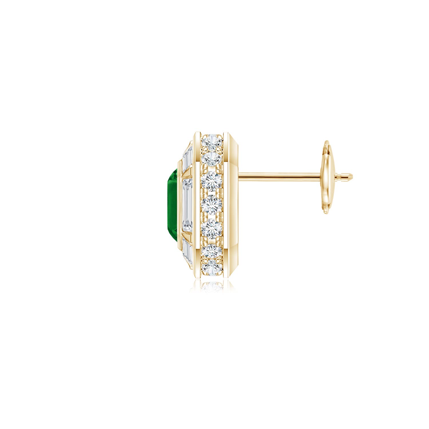 Square Emerald-Cut Lab-Grown Emerald Men's Stud Earring