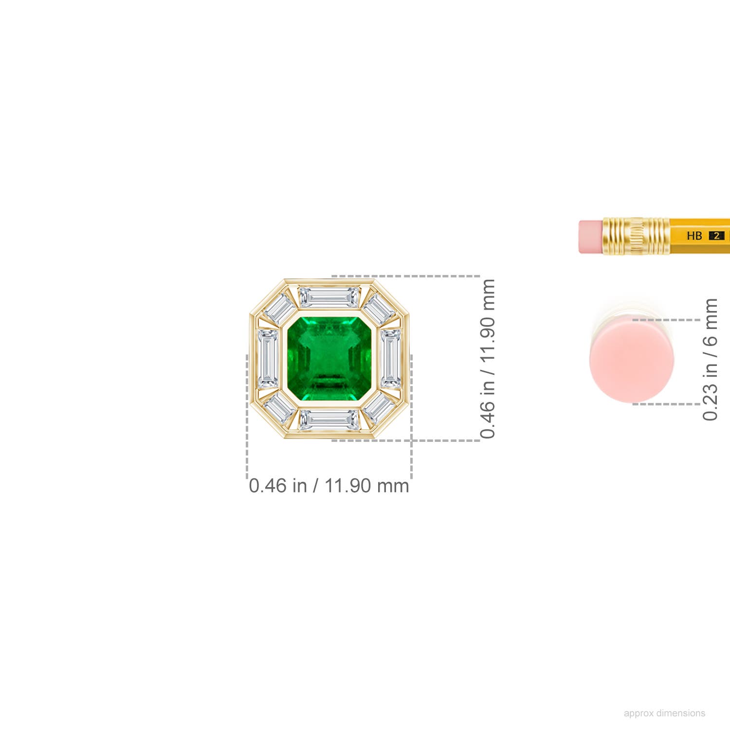 新品・未使用【GODSIZE】ROSE STUD w/emerald Square Emerald-Cut Lab-Grown Emerald Men's Stud Earring