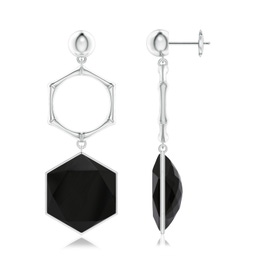 Dangle White Gold Black Onyx Earrings