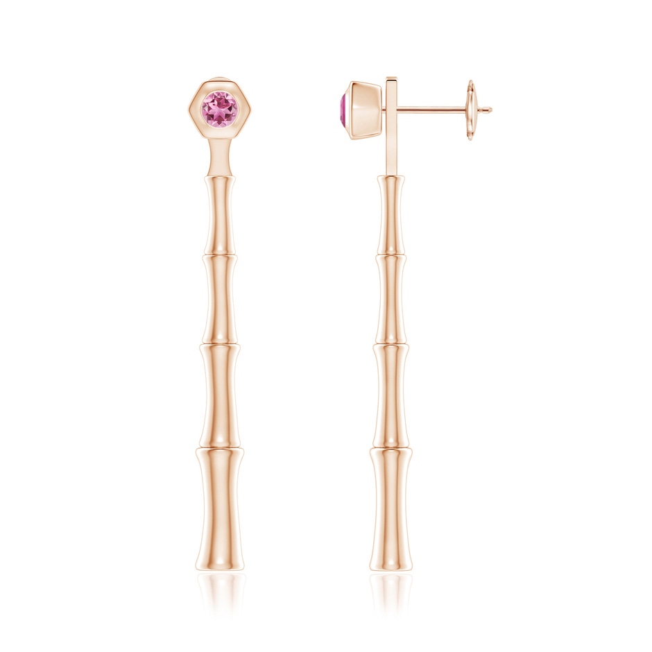 3mm AAA Natori x Angara Small Pink Tourmaline Multi-Wear Indochine Bamboo Earrings in Rose Gold 