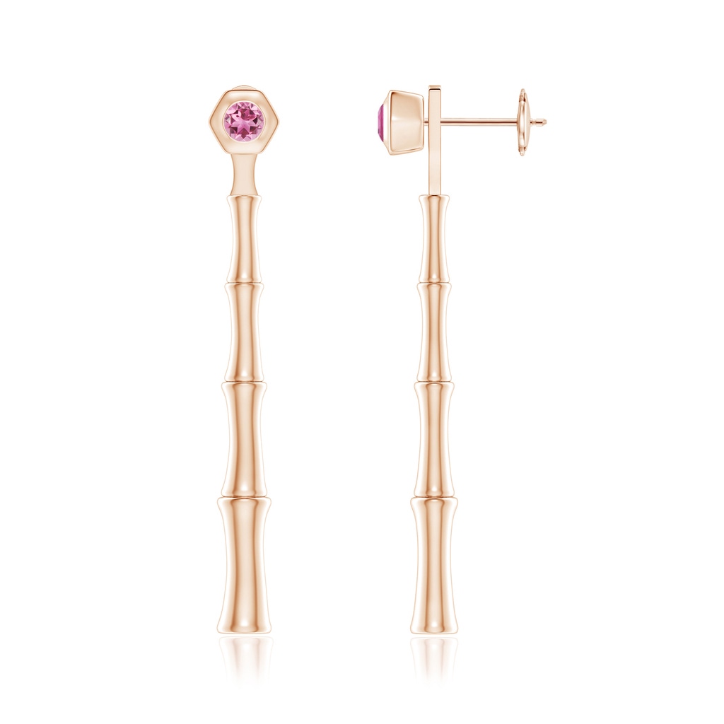 3mm AAA Natori x Angara Small Pink Tourmaline Multi-Wear Indochine Bamboo Earrings in Rose Gold