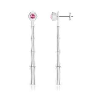 3mm AAA Natori x Angara Small Pink Tourmaline Multi-Wear Indochine Bamboo Earrings in White Gold