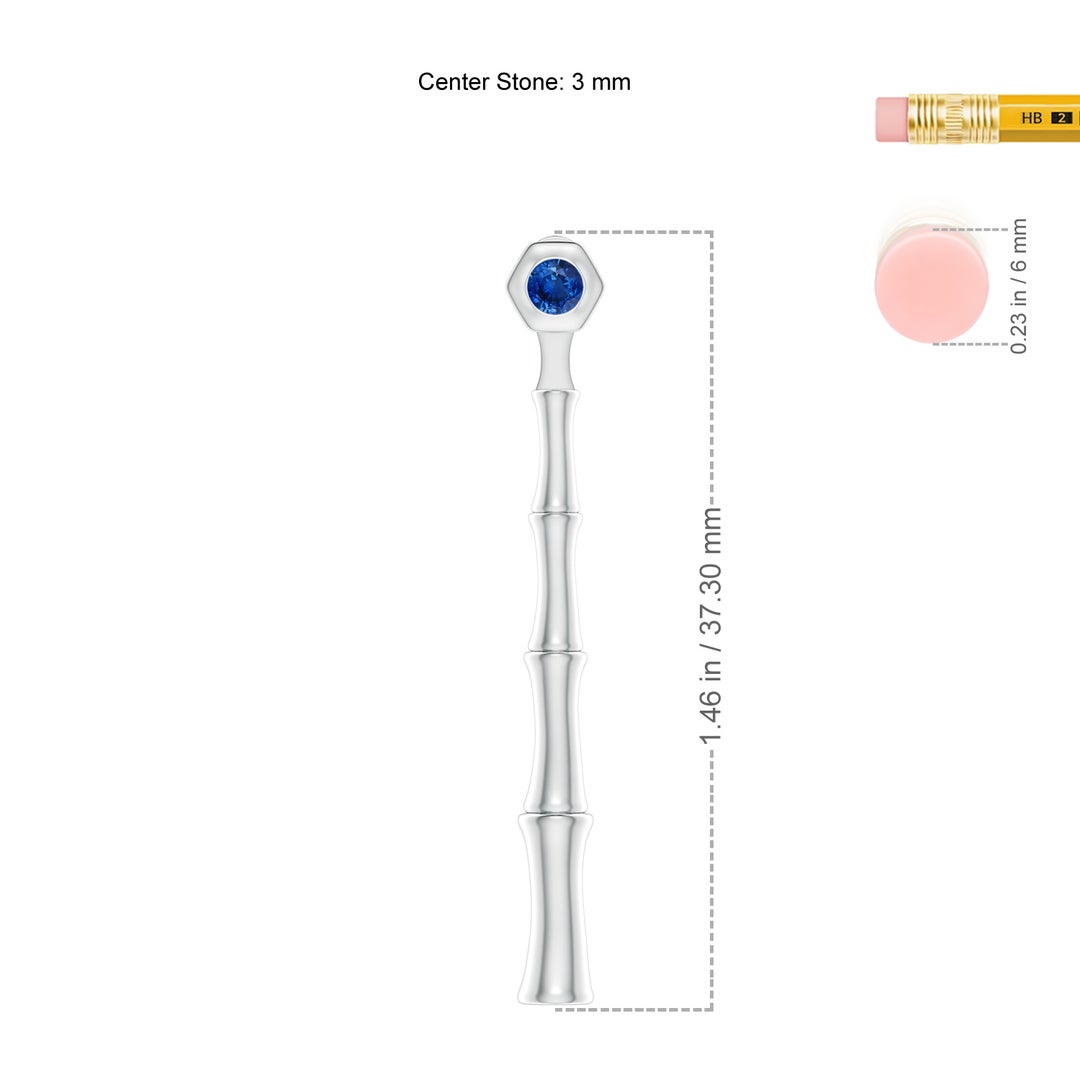 3mm AAA Natori x Angara Small Blue Sapphire Multi-Wear Indochine Bamboo Earrings in White Gold - ruler