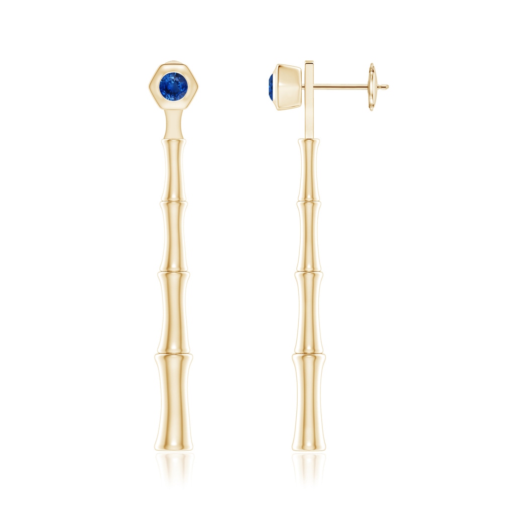 3mm AAA Natori x Angara Small Blue Sapphire Multi-Wear Indochine Bamboo Earrings in Yellow Gold