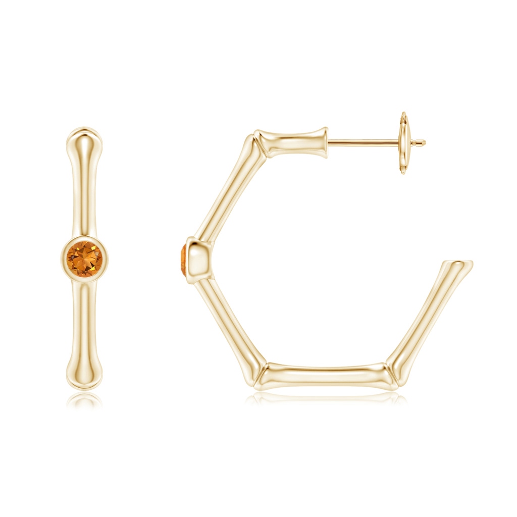 3.5mm AAA Natori x Angara Citrine Indochine Bamboo Hoops in Yellow Gold