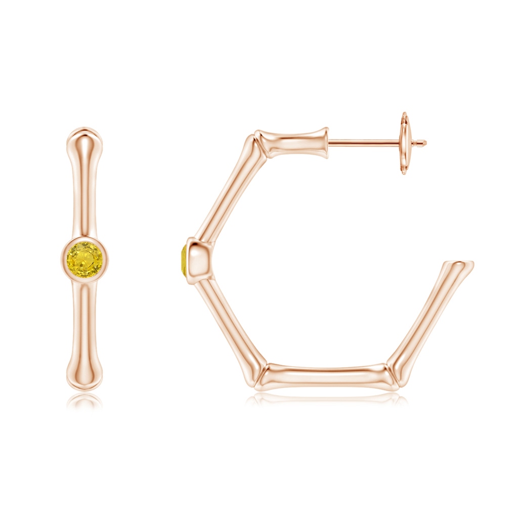 3.5mm AAA Natori x Angara Yellow Sapphire Indochine Bamboo Hoops in Rose Gold