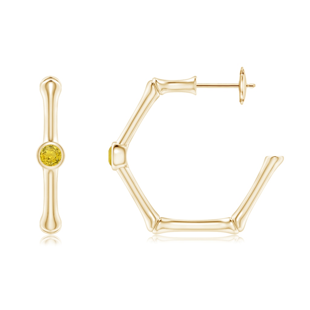 3.5mm AAA Natori x Angara Yellow Sapphire Indochine Bamboo Hoops in Yellow Gold