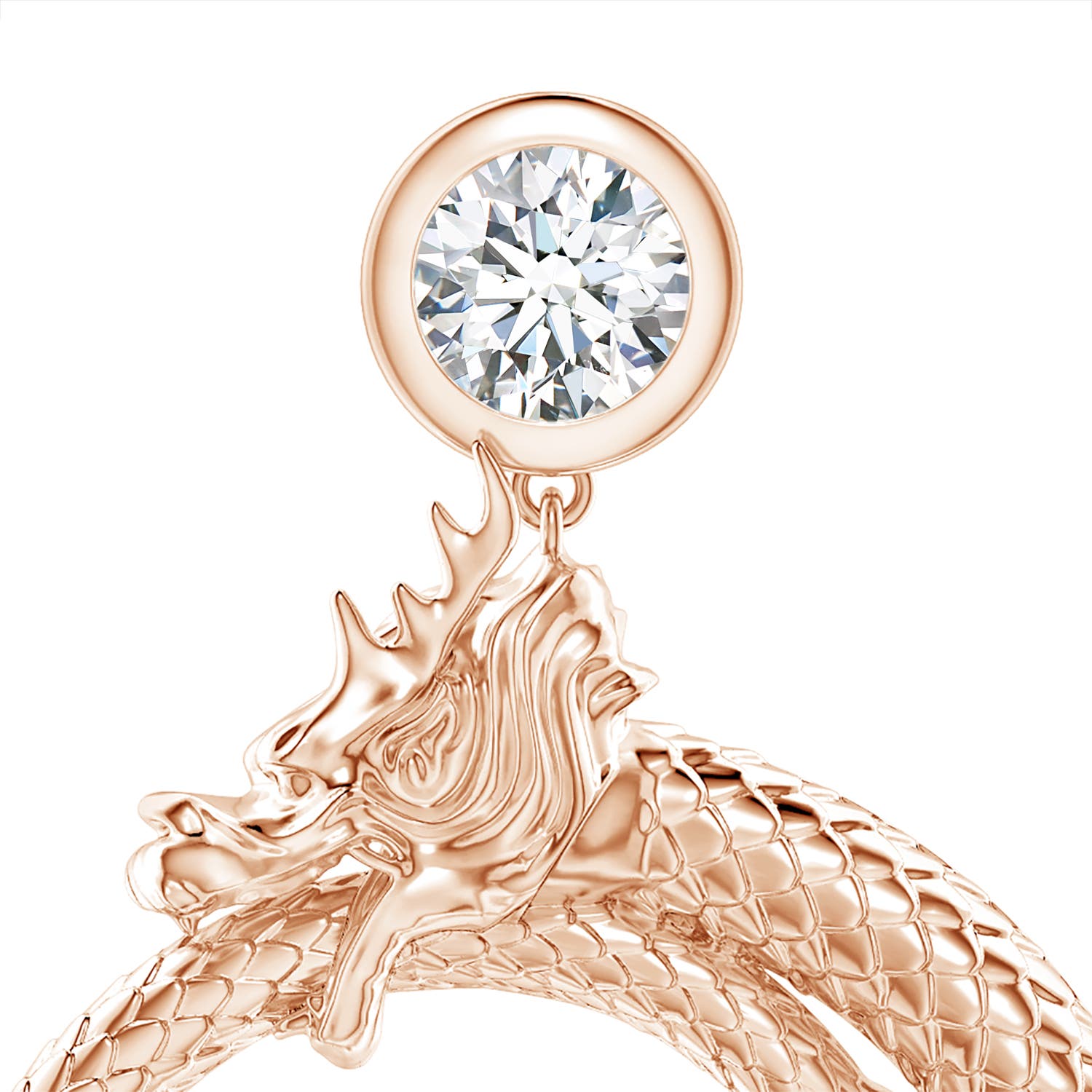 3.5mm IJI1I2 Natori x Angara Small Dragon Ear Danglers With Diamond in Rose Gold - side 1