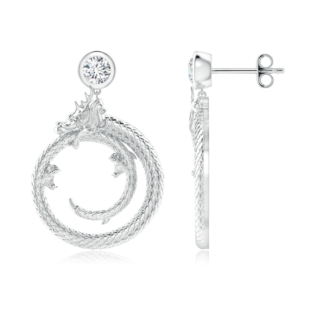 3.5mm IJI1I2 Natori x Angara Small Dragon Ear Danglers With Diamond in S999 Silver